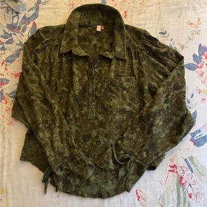 Anthropologie Pilcro Green floral Shirt